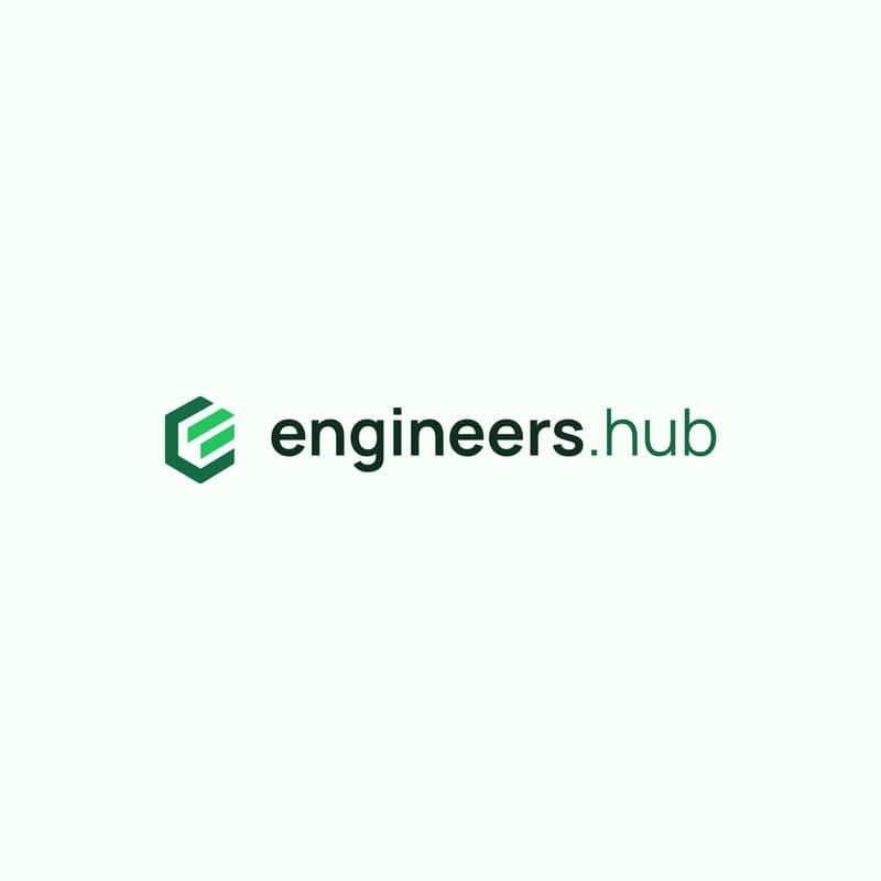 engineers.hub brand identity — green hexagon logo